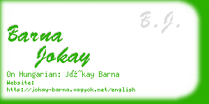 barna jokay business card